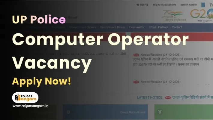 UP Police Computer Operator Recruitment 2025 notification banner showing UP Police Computer Operator Notification 2025, UP Police Computer Operator Vacancy 2025 details and How To Fill UP Police Computer Operator Grade-A Online Form 2025 information