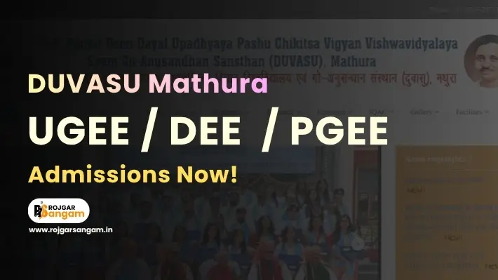 DUVASU Admission 2026 DUVASU PVT 2026 UP Veterinary Entrance Exam UGEE DUVASU Mathura Application Form Notification